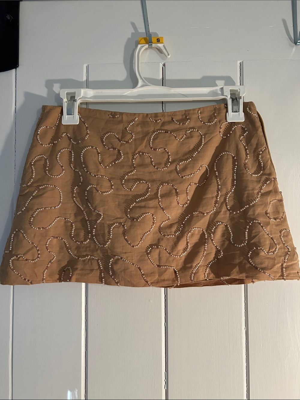 Zara Brown Beaded Mini Skirt